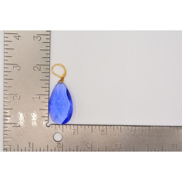 Joan Rivers Vintage Earrings Dangle Lucite Crystal Blue Chandelier Signed BinX - Picture 12 of 12